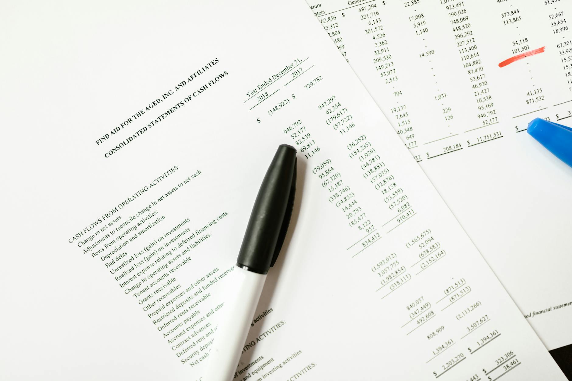 Balance sheet and income statement side-by-side comparison.